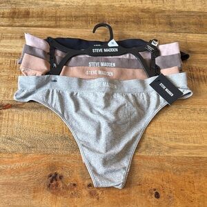Steve Madden Women's seamless thong Panty Set of 5 - Black, Tan, Gray XL NWT